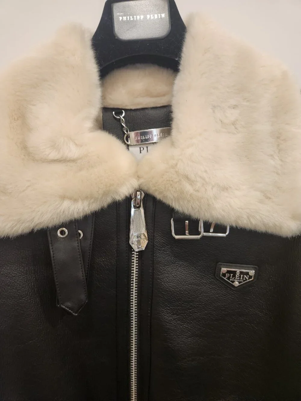 PHILIPP PLEIN Switzerland Eco-Shearling B-3 Aviator Bomber Jacket XXL